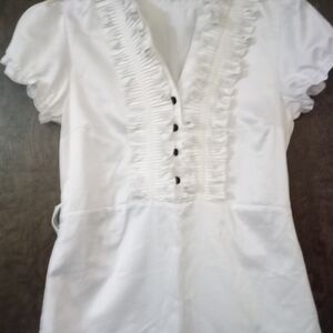 Charlotte Russe White Ruffled Blouse